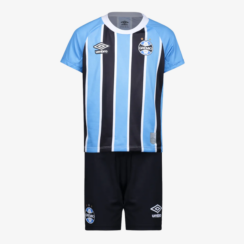 Conjunto Infantil Umbro Grêmio 2025/26 I - Azul, Preto, Branco