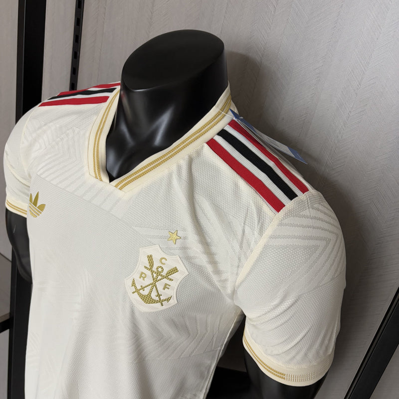 Camisa Flamengo III 2025/26 - Versão Jogador Branco e Dourado