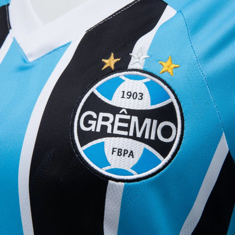 Camisa Feminina Umbro Grêmio 2025/26 I - Modelo Torcedor - Azul, Preto, Branco