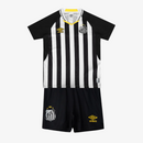Conjunto Infantil Umbro Santos 2025/26 II - Listrada, Preto, Branco