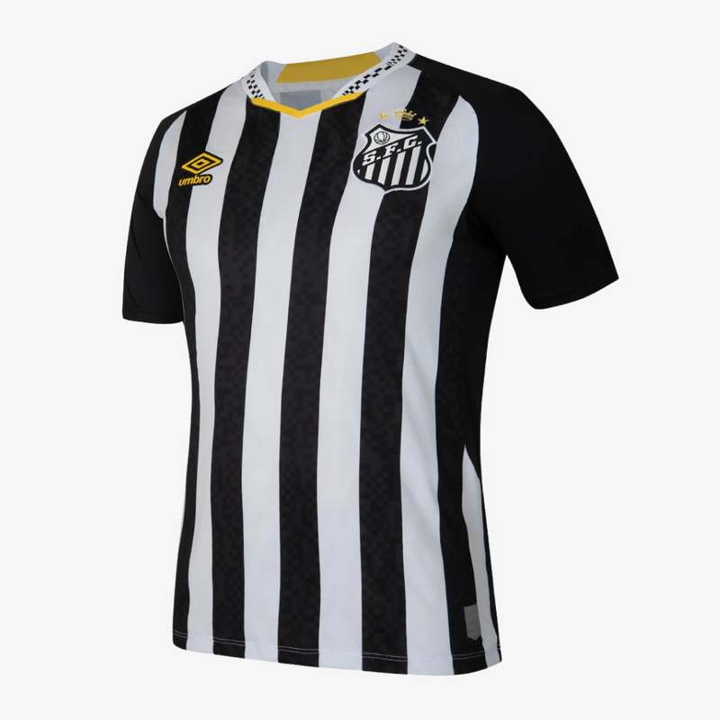 Camisa Masculina Umbro Santos Torcedor 2025/26 II - Listrada, Preto, Branco