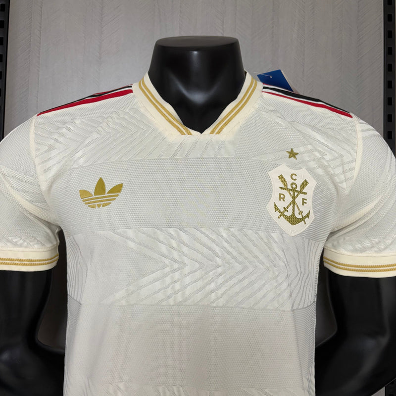 Camisa Flamengo III 2025/26 - Versão Jogador Branco e Dourado