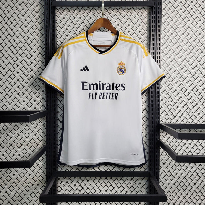 CAMISA REAL MADRID HOME 23/24 ADIDAS VERSÃO TORCEDOR BRANCA