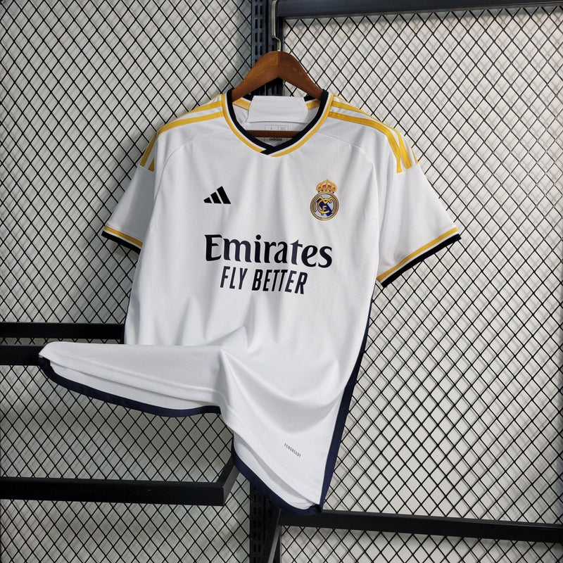 CAMISA REAL MADRID HOME 23/24 ADIDAS VERSÃO TORCEDOR BRANCA