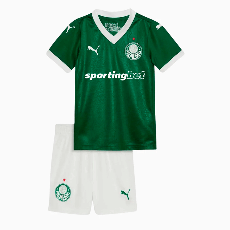 Conjunto Infantil Puma Palmeiras 2025/26 I - Verde
