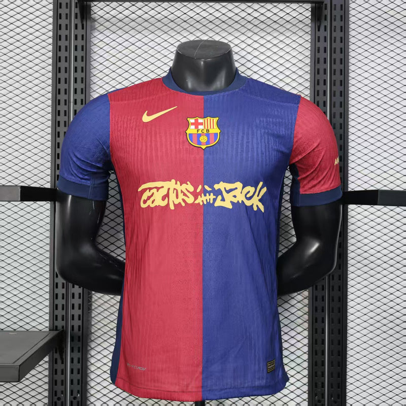 Camisa Barcelona Edição Especial Travis Scott Home 24/25 Jogador - Azul e Vermelha