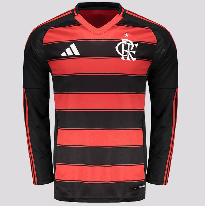 Camisa Flamengo Titular 25/26 Manga Longa - Vermelha e Preta